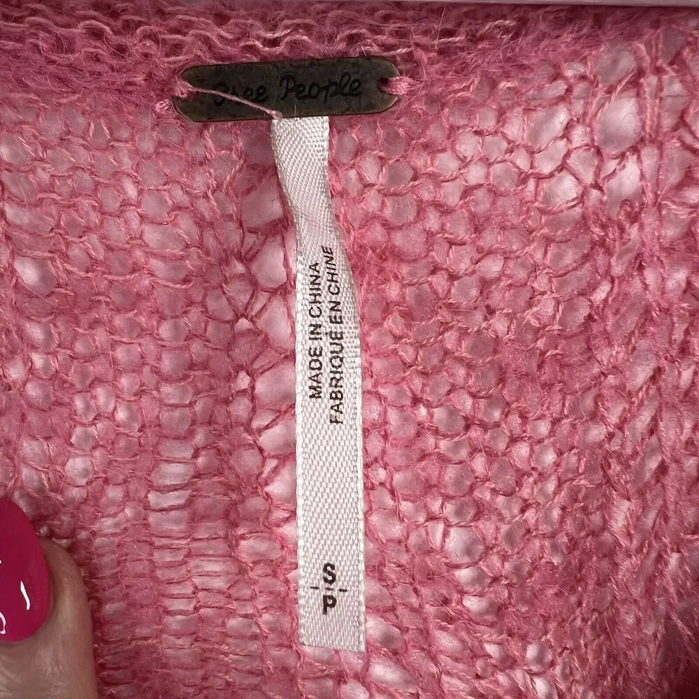 Free‎ People Sz S Sweater Angel Soft Wool Blend Lightweight Knit Bubble Gum Pink